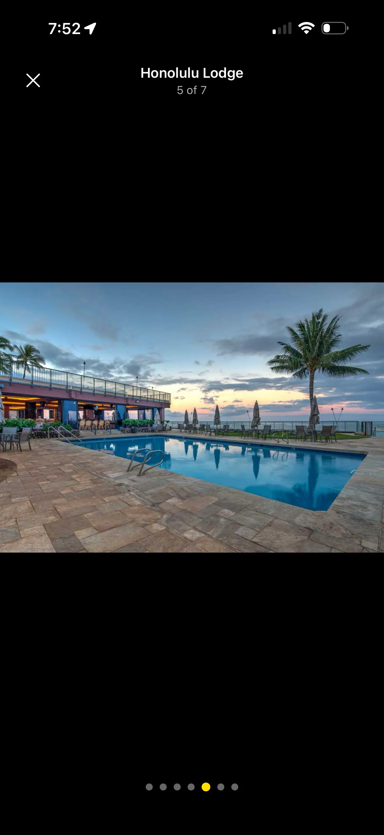 Honolulu Lodge pool at sunset — showing the quality of lodge photography